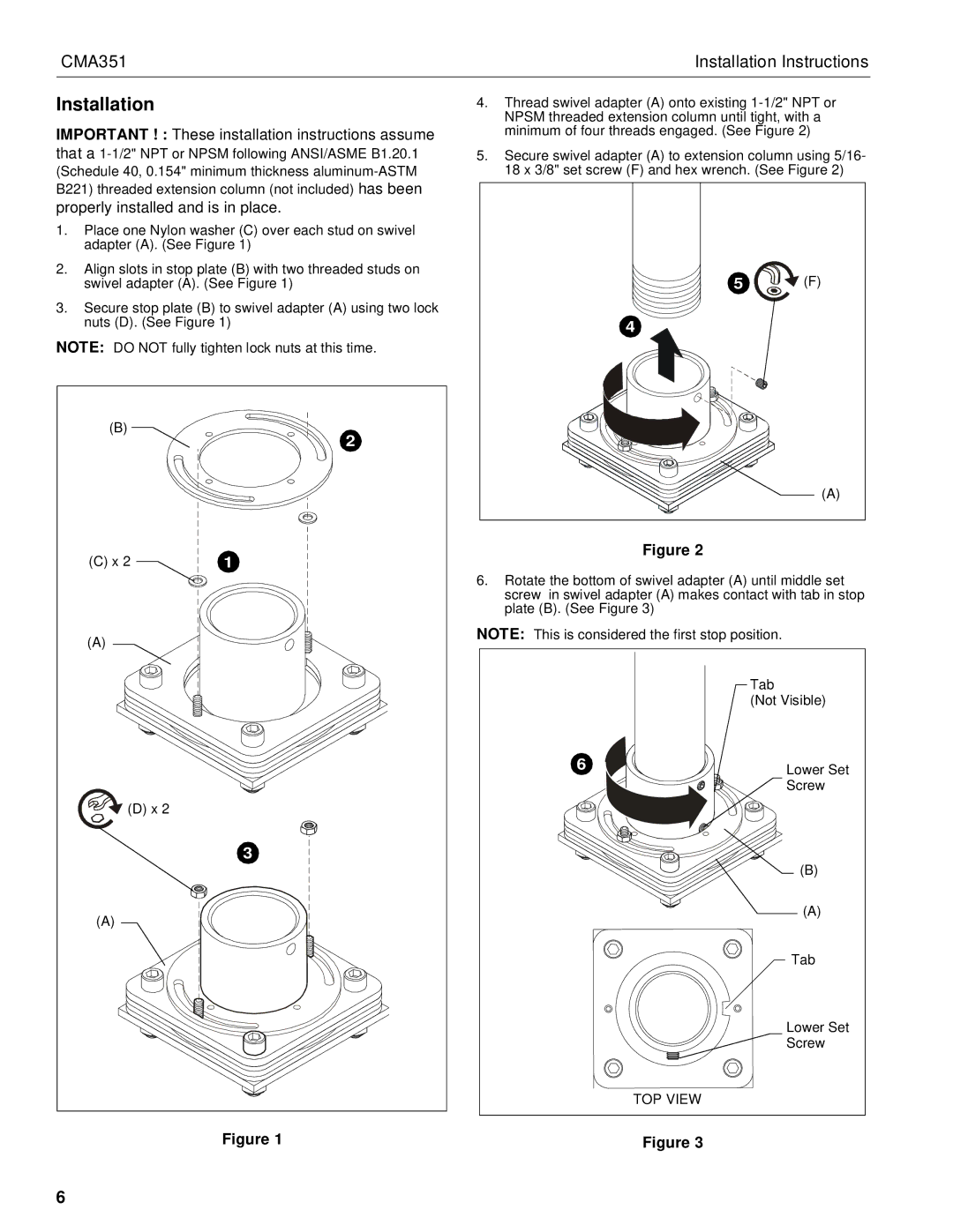 Chief Manufacturing CMA351 installation instructions Installation 