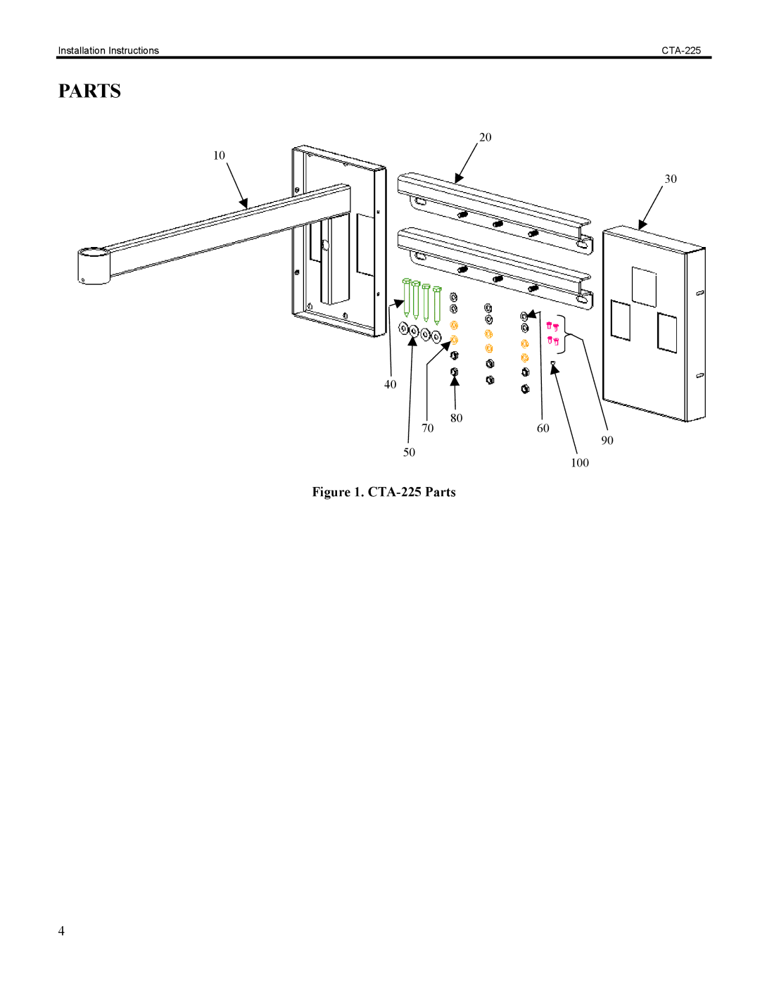 Chief Manufacturing installation instructions CTA-225 Parts 