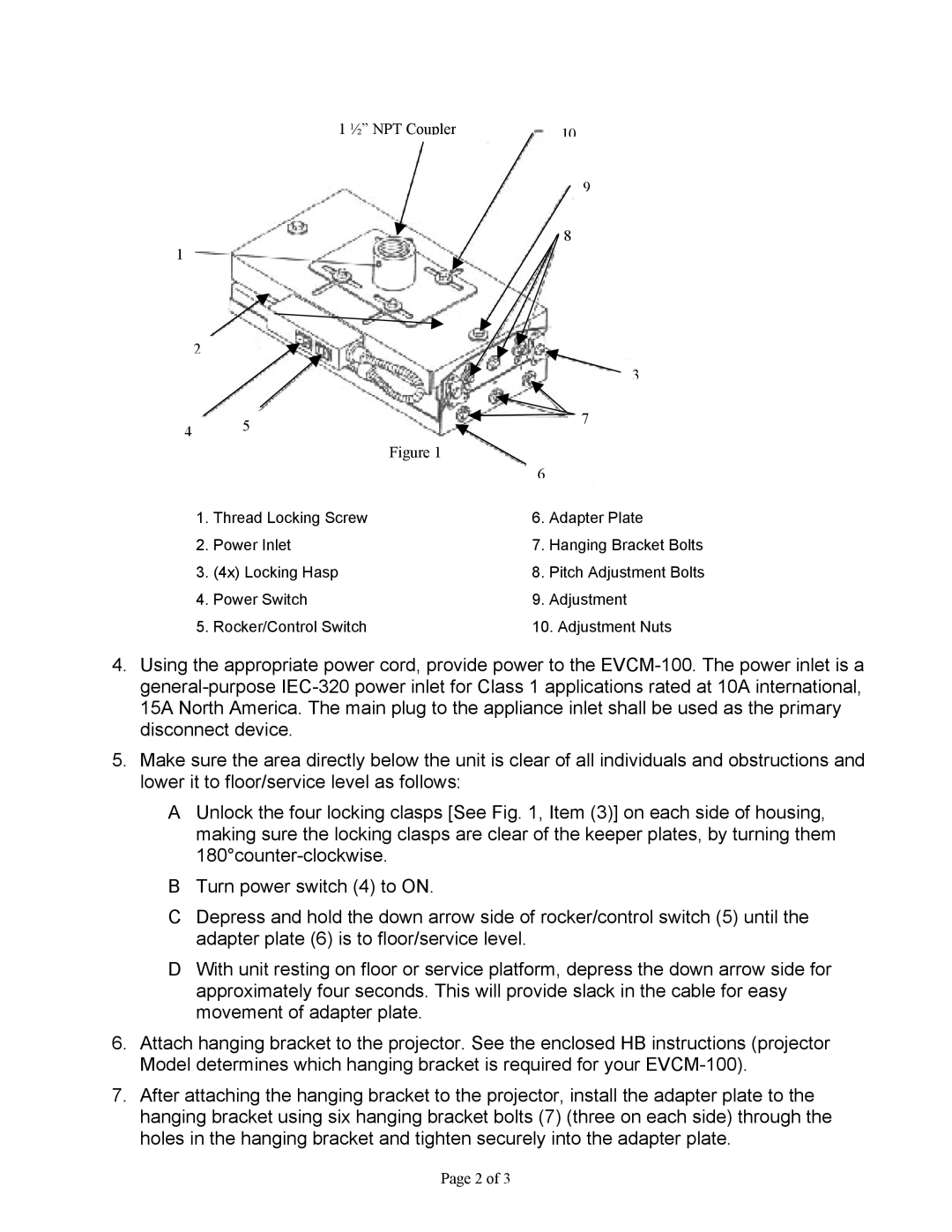 Chief Manufacturing EVCM-100D installation instructions ½ NPT Coupler 