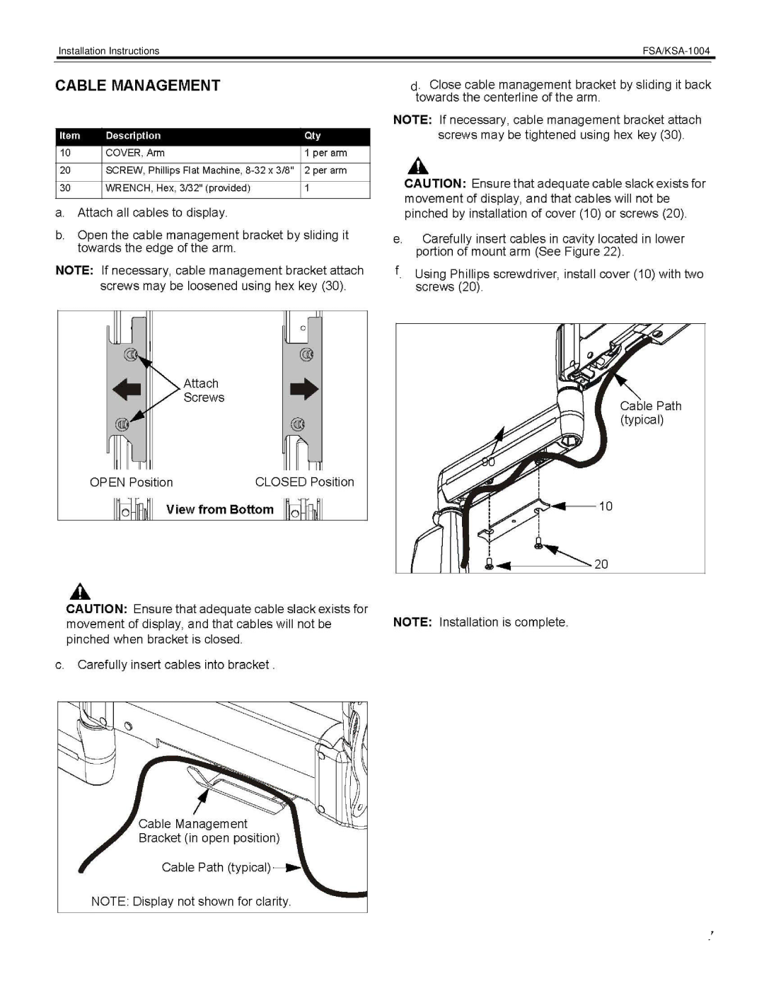 Chief Manufacturing FSA-1004 installation instructions Installation Instructions FSA/KSA-1004 