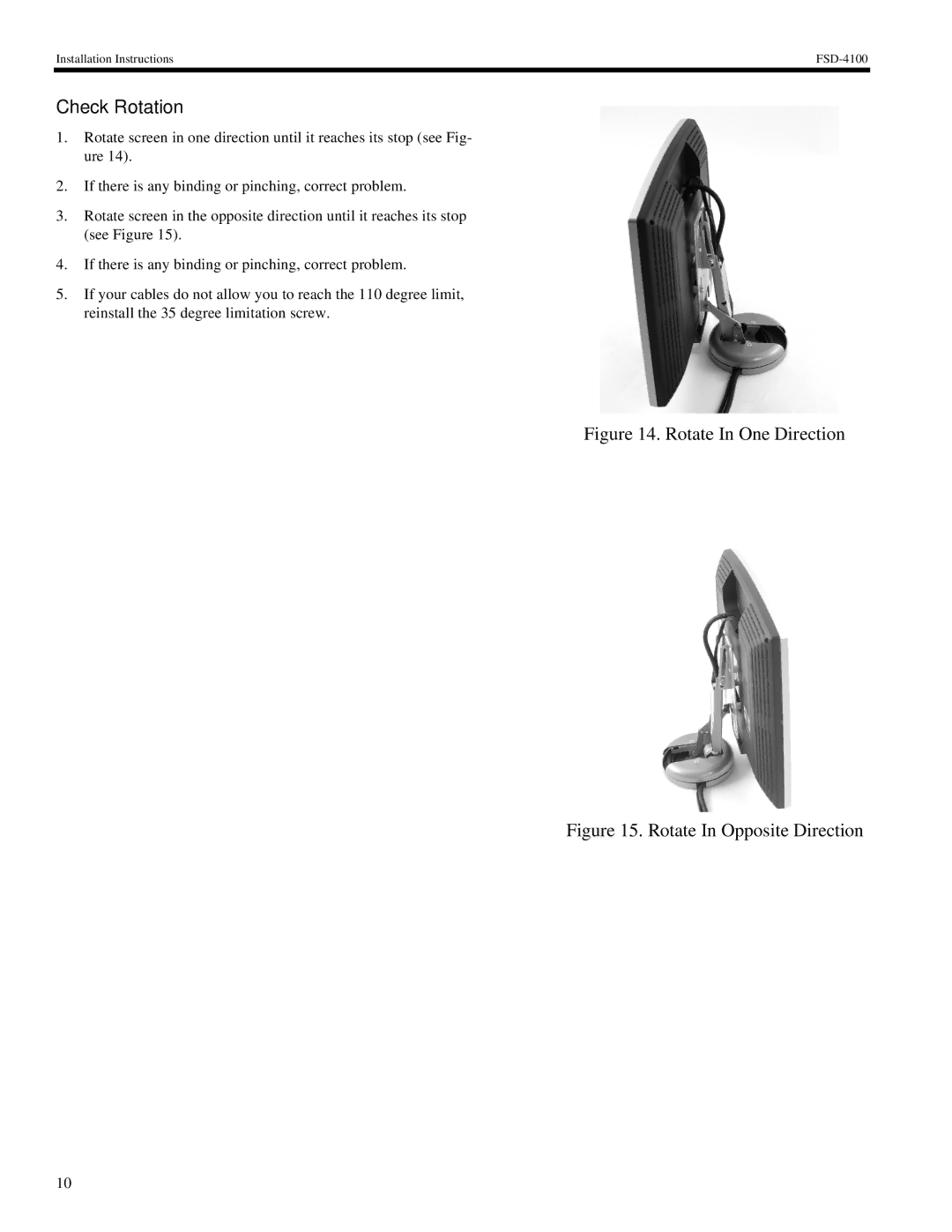 Chief Manufacturing FSD-4100 installation instructions Check Rotation, Rotate In One Direction 