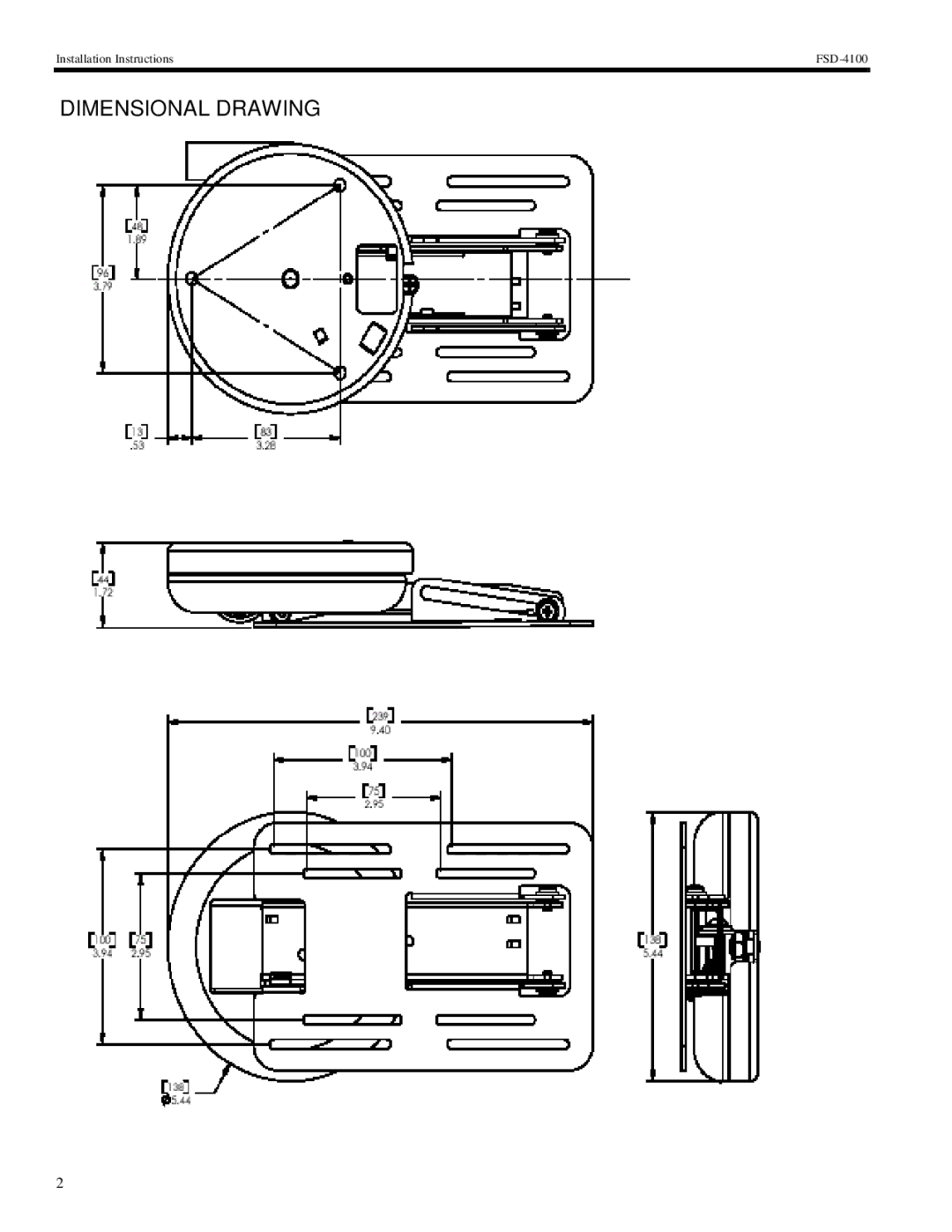 Chief Manufacturing FSD-4100 installation instructions Dimensional Drawing 