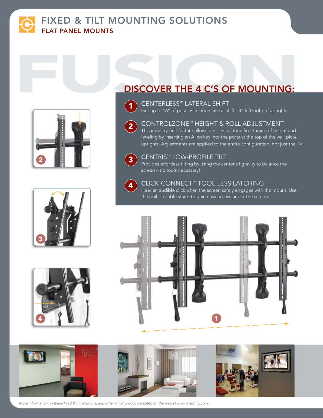 Chief Manufacturing Fusion Series manual Fixed & tilt Mounting Solutions 