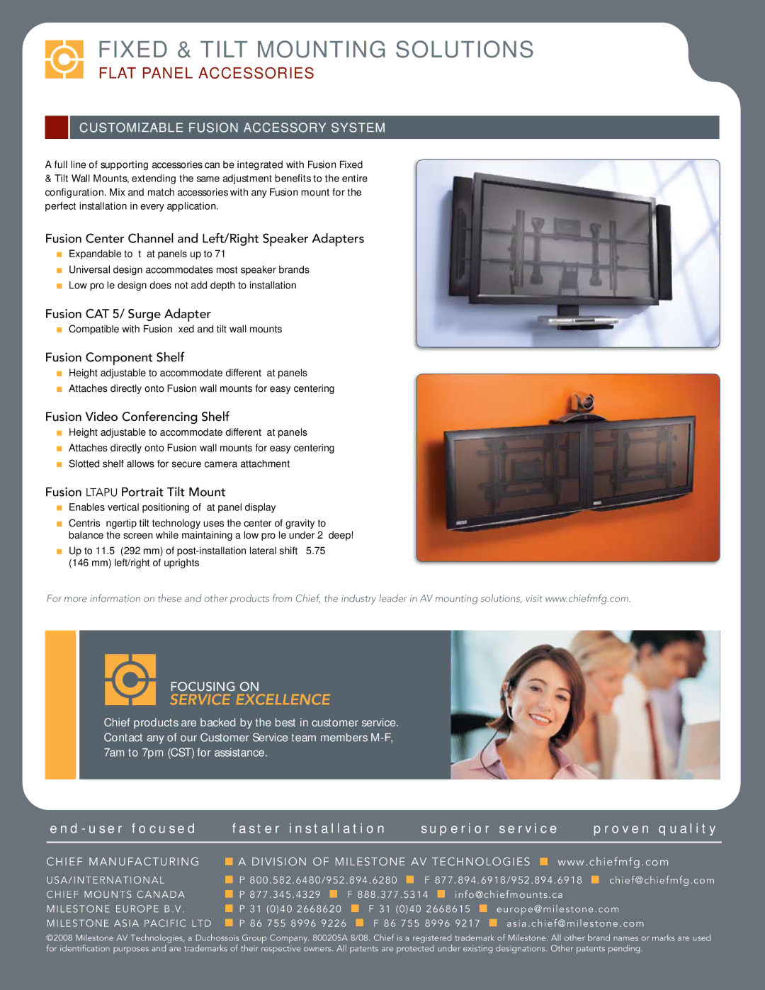 Chief Manufacturing Fusion Series manual Customizable Fusion Accessory System, Focusing on 