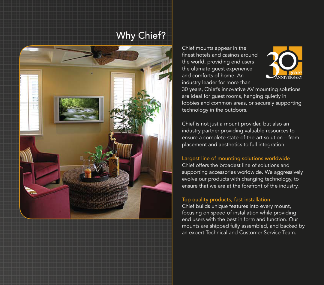 Chief Manufacturing Hospitality Solutions manual Why Chief? 
