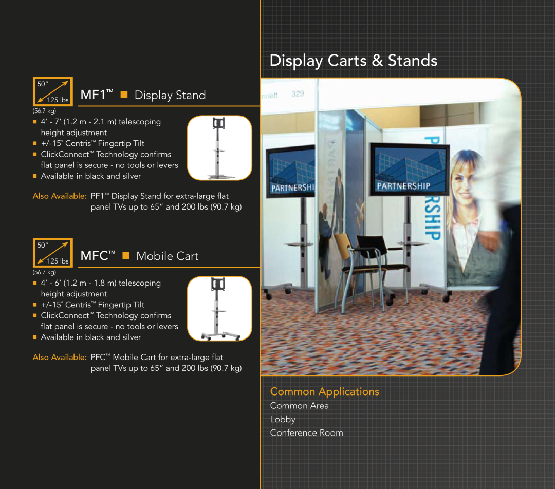 Chief Manufacturing Hospitality Solutions manual Display Carts & Stands, Display Stand, Mobile Cart, Common Applications 