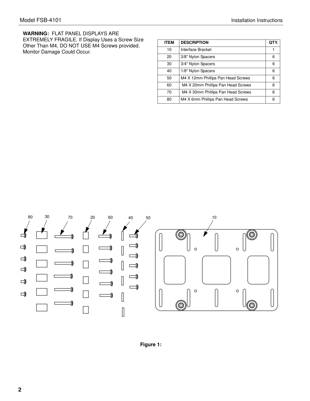 Chief Manufacturing interface bracket installation instructions Model FSB-4101 