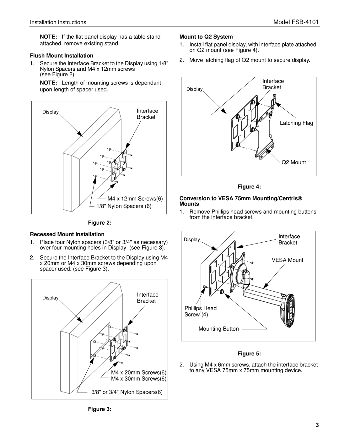 Chief Manufacturing interface bracket installation instructions Flush Mount Installation 