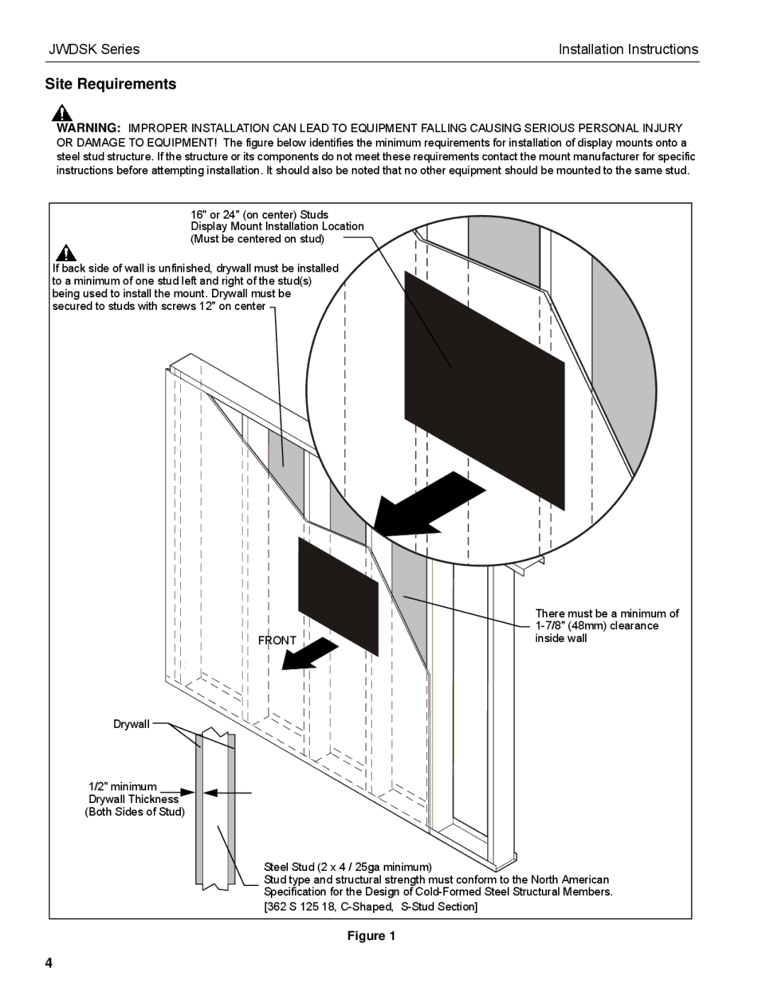 Chief Manufacturing JWDSK installation instructions Site Requirements 