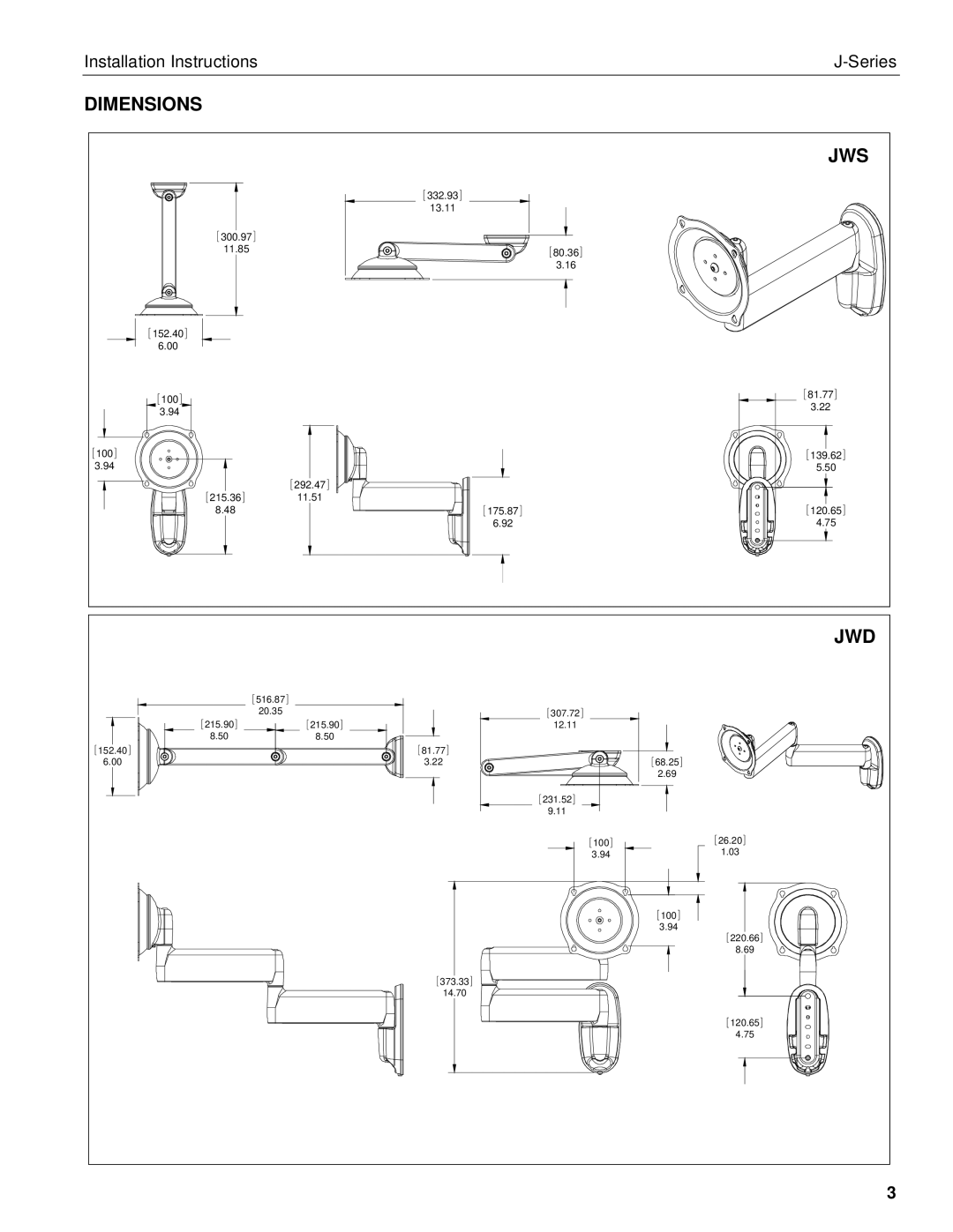 Chief Manufacturing JWP, JWS, JWD installation instructions Jws, Jwd 