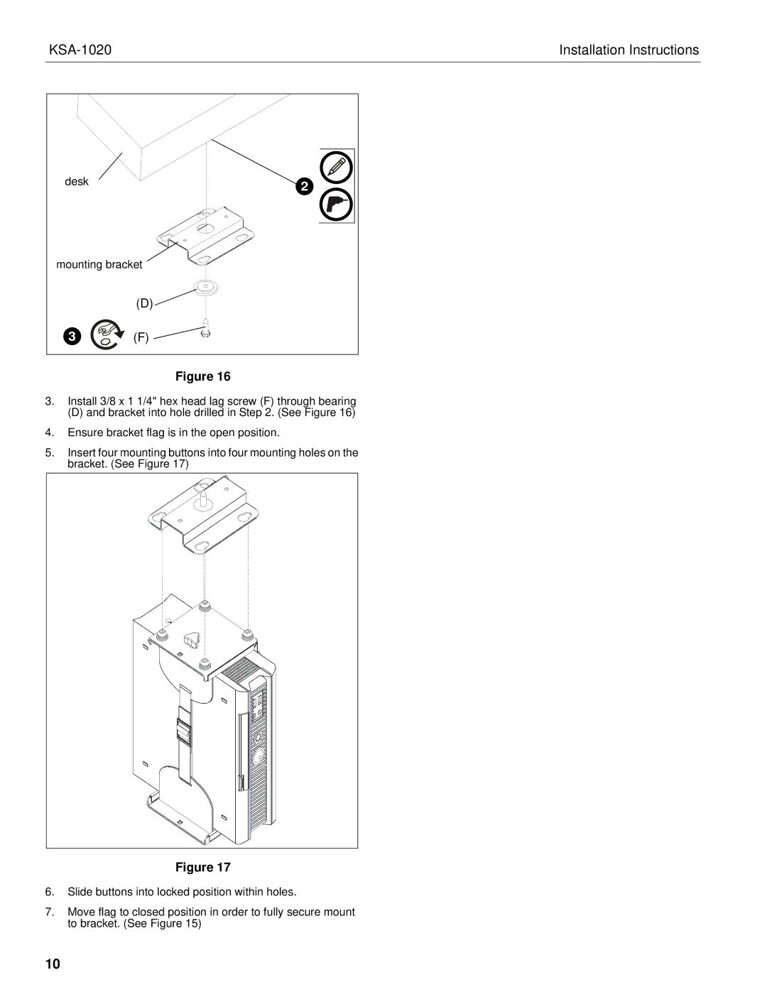 Chief Manufacturing installation instructions KSA-1020 Installation Instructions 