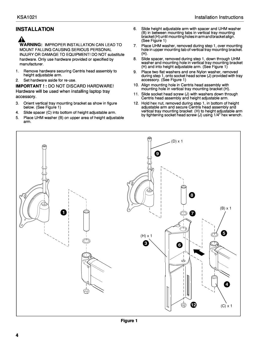 Chief Manufacturing KSA1021 installation instructions Installation Instructions 
