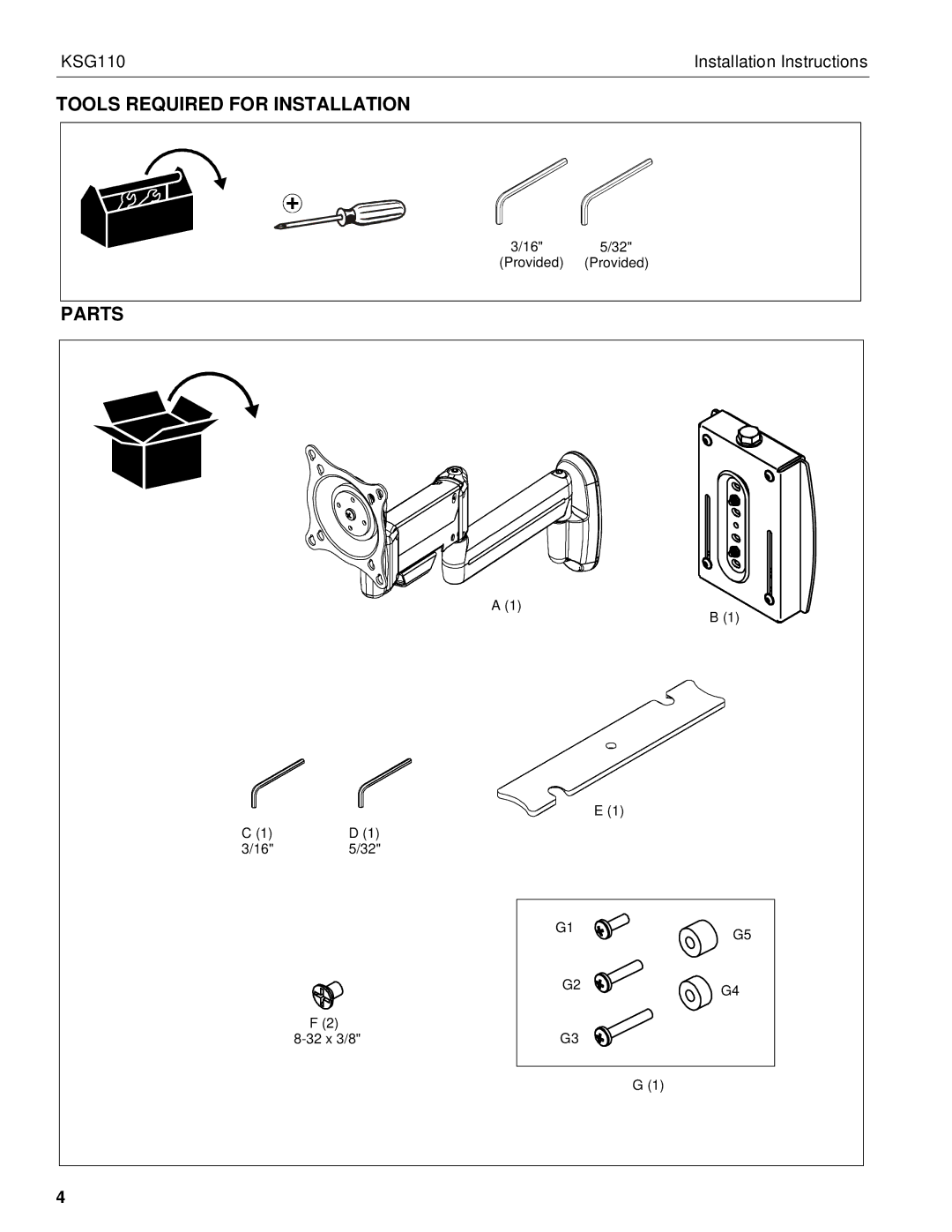 Chief Manufacturing KSG110 installation instructions Tools Required for Installation 