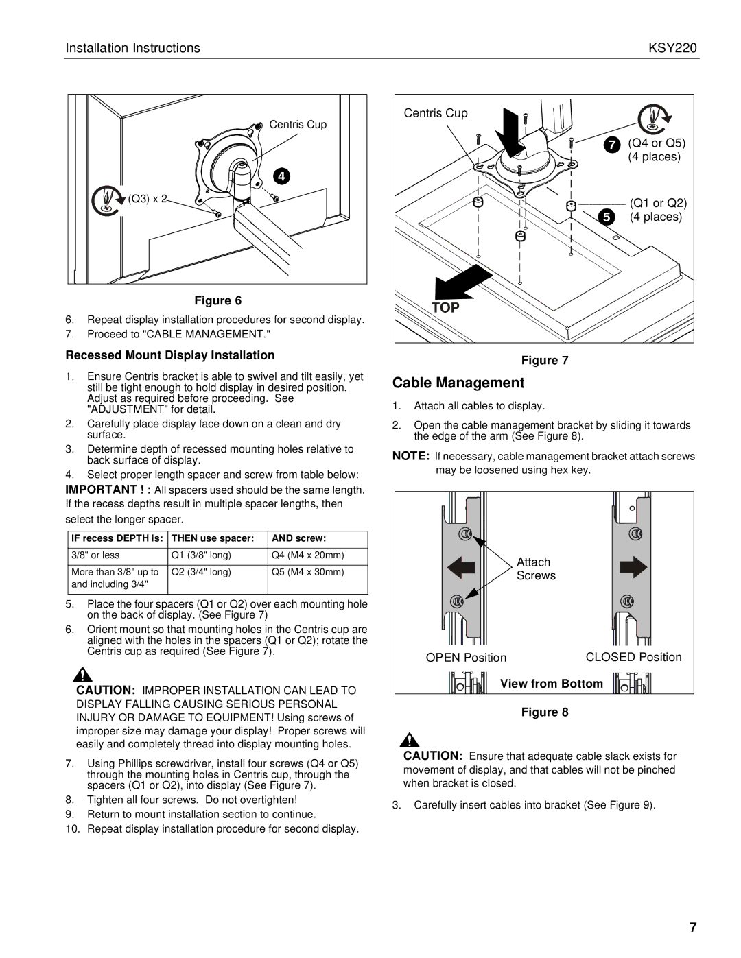 Chief Manufacturing KSY220 installation instructions Cable Management 