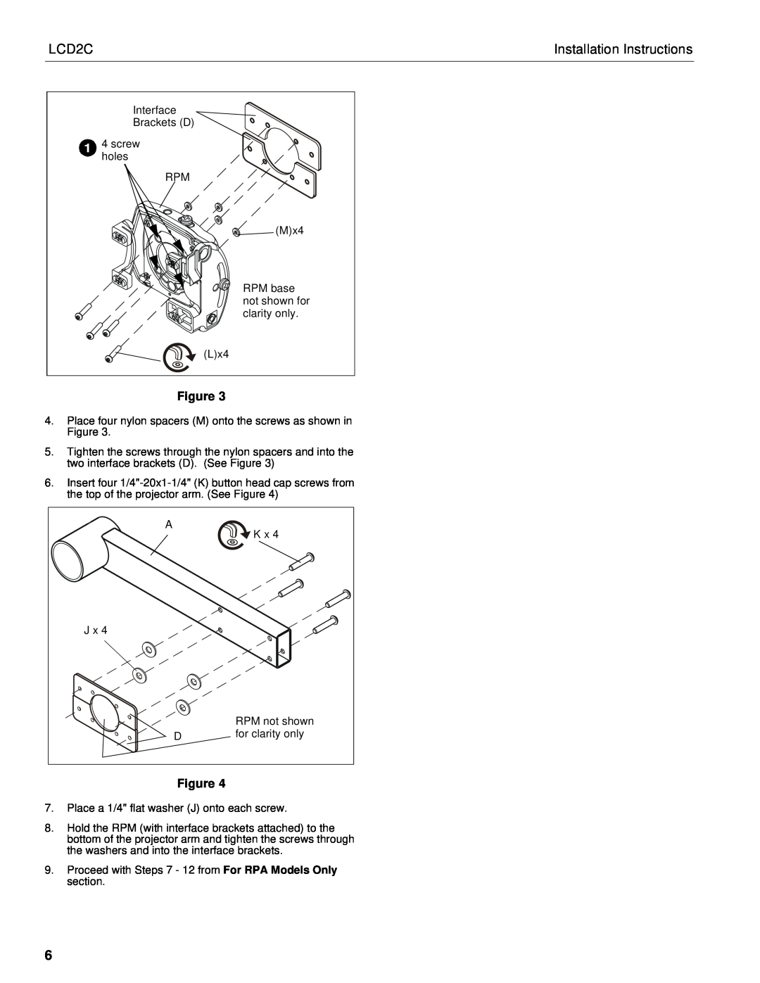 Chief Manufacturing LCD2C installation instructions Installation Instructions, Interface 