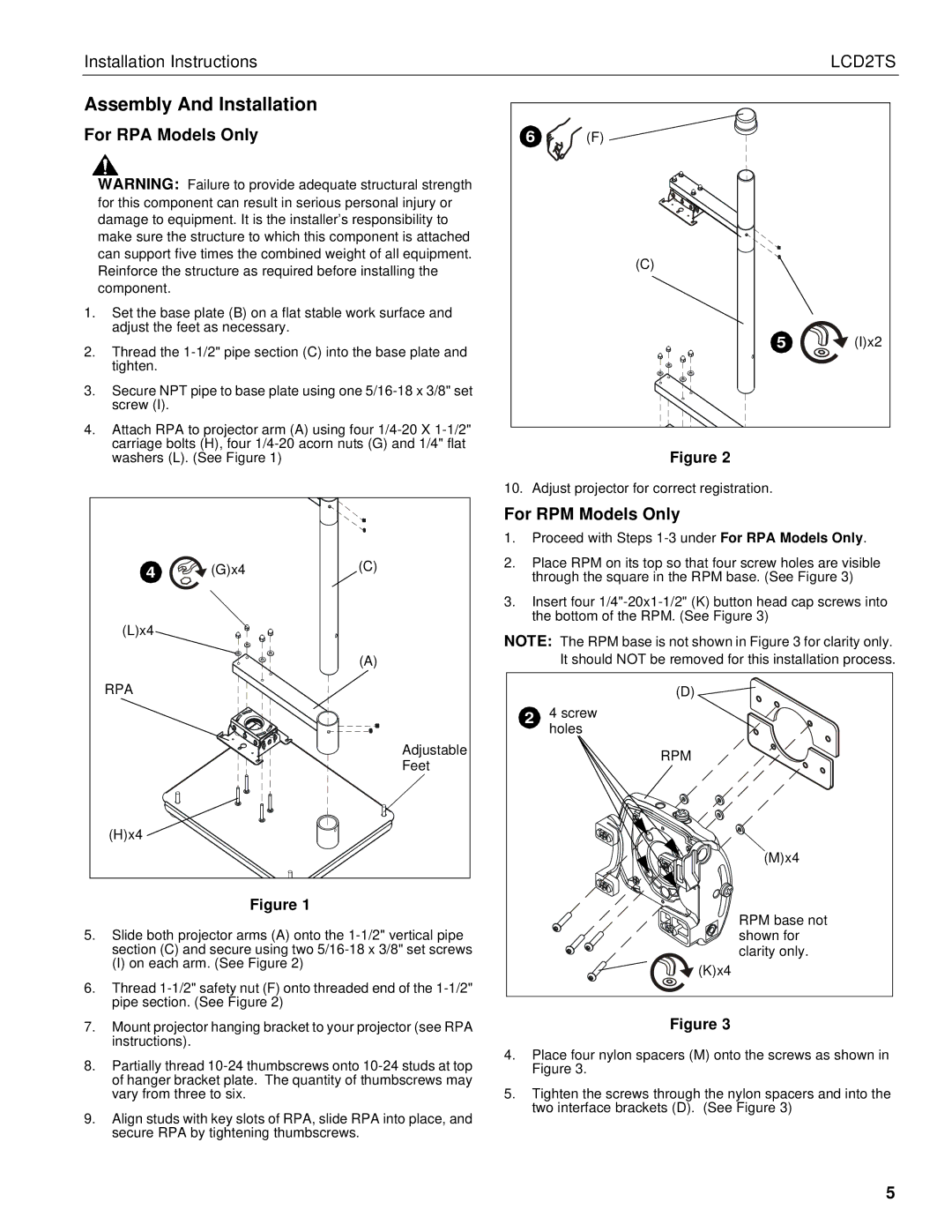 Chief Manufacturing LCD2TS installation instructions Assembly And Installation 