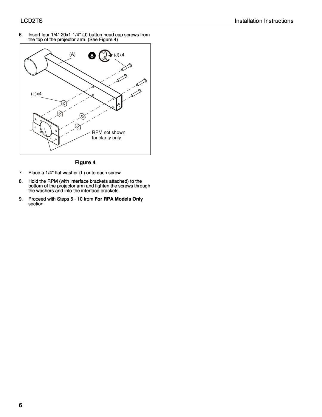 Chief Manufacturing LCD2TS installation instructions Installation Instructions, for clarity only 