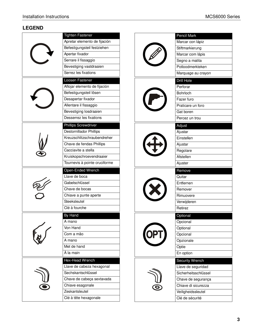 Chief Manufacturing installation instructions Installation Instructions MCS6000 Series 