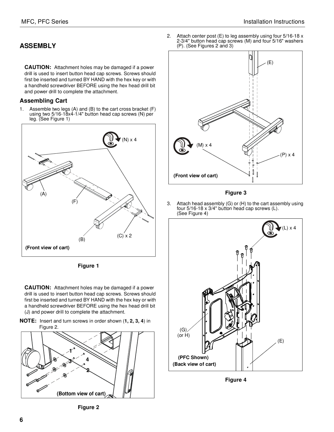 Chief Manufacturing MFC Series, PFC Series installation instructions Assembly, Assembling Cart 