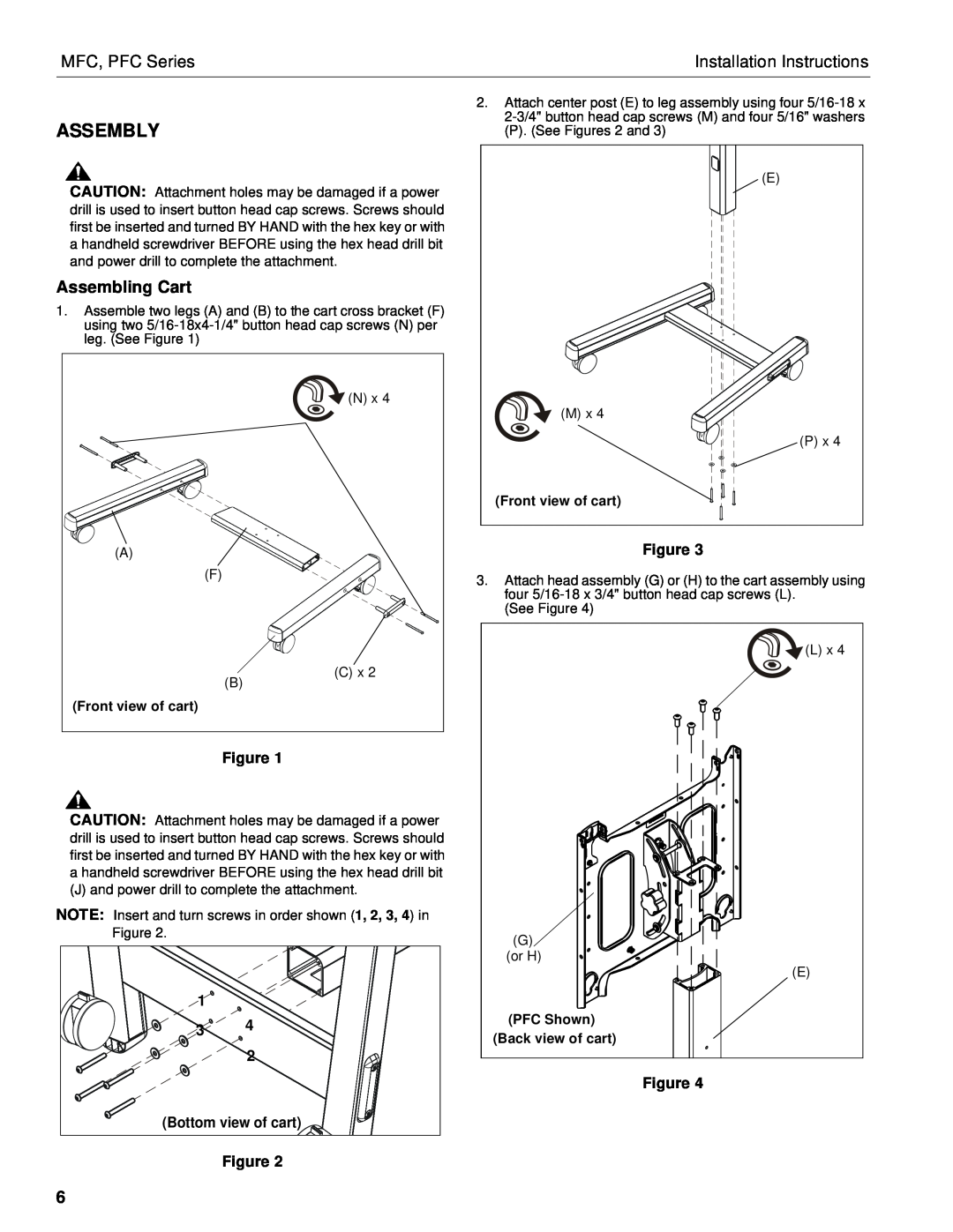 Chief Manufacturing MFC Series Assembly, Assembling Cart, 1 3 2 Bottom view of cart Figure, MFC, PFC Series 