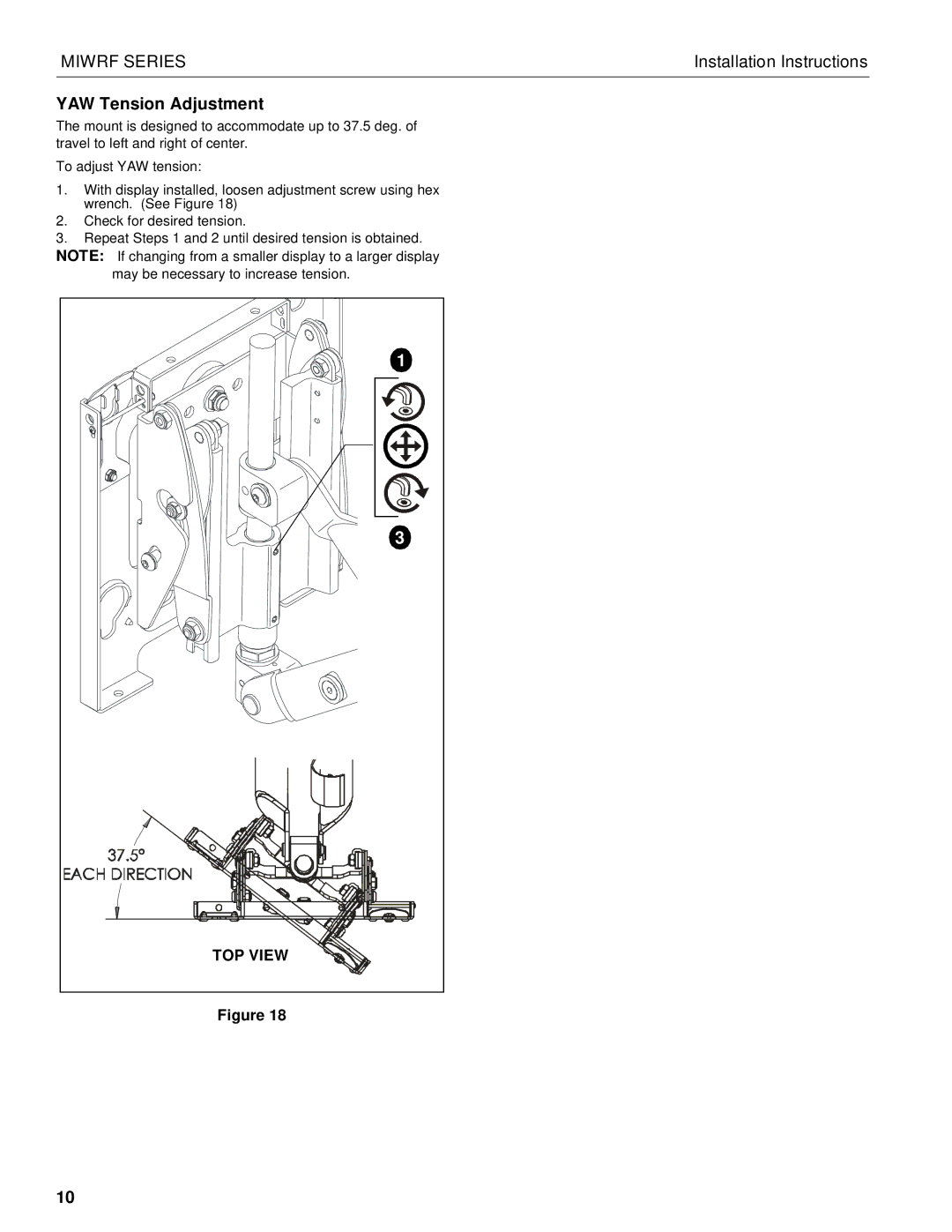 Chief Manufacturing MIWRF Series installation instructions YAW Tension Adjustment 