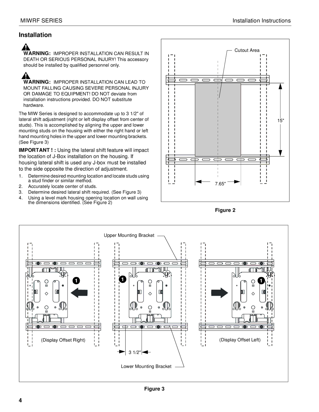 Chief Manufacturing MIWRF Series installation instructions Installation 