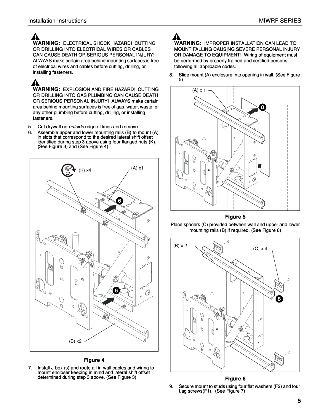 Chief Manufacturing MIWRF Series installation instructions Installation Instructions, Miwrf Series 