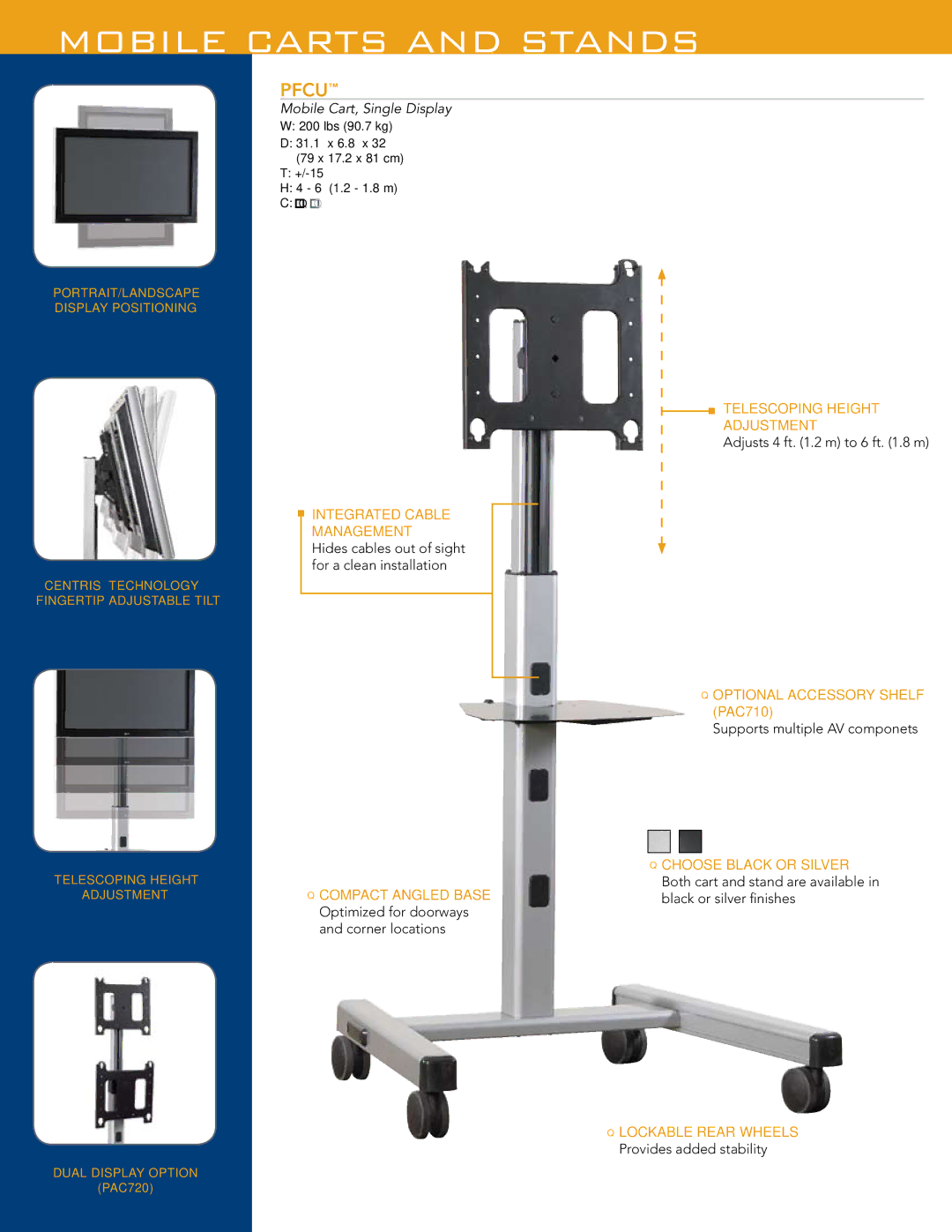 Chief Manufacturing Mobile Carts & Stands manual Pfcu 