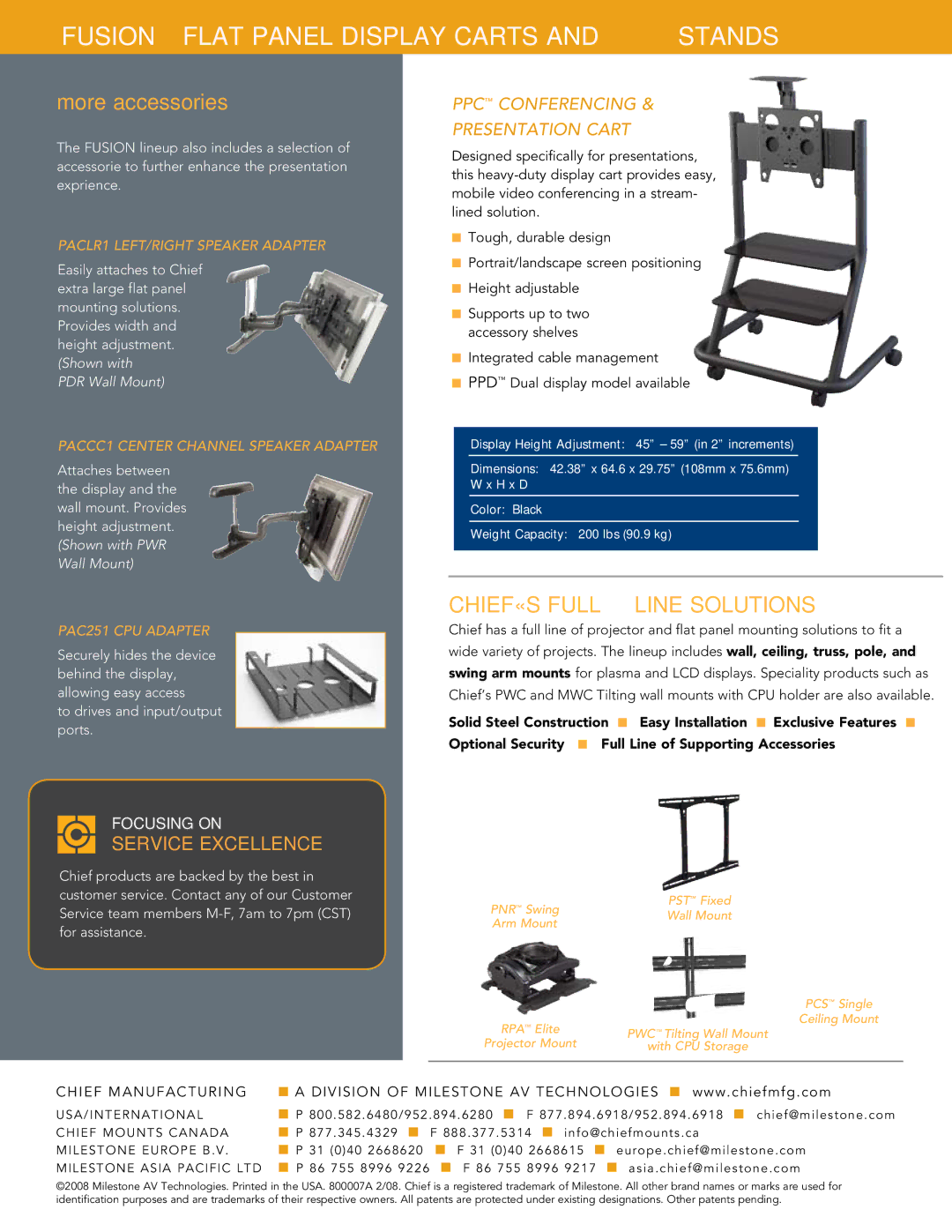 Chief Manufacturing Mobile Carts & Stands manual CHIEF«S Full Line Solutions 