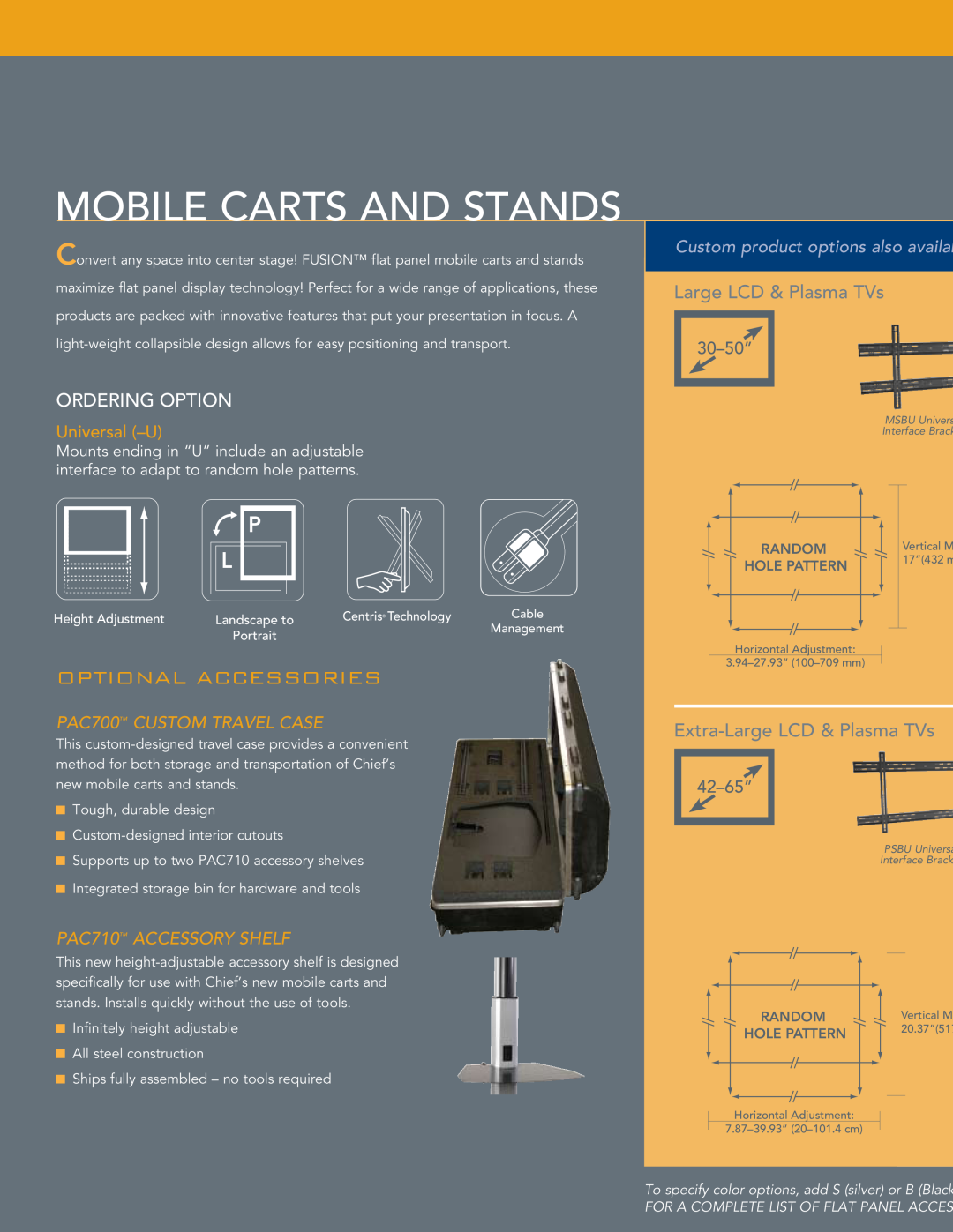 Chief Manufacturing Mobile Carts & Stands Mobile Carts And Stands, Custom product options also availab, Ordering Option 