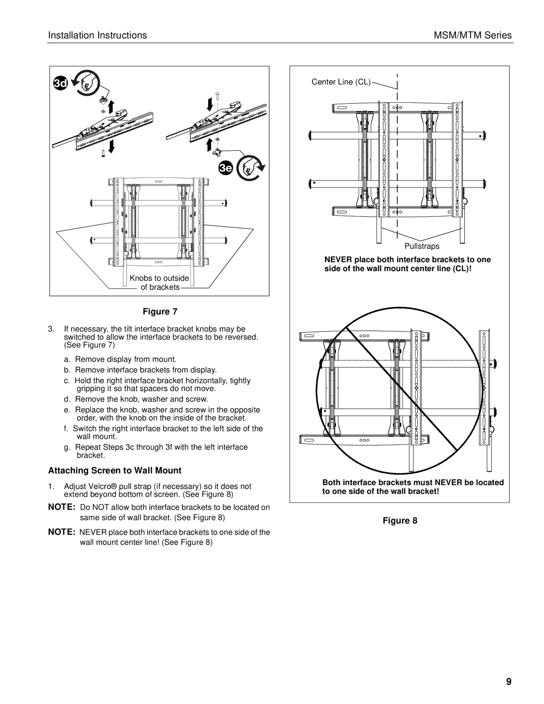 Chief Manufacturing MTM, MSM installation instructions Attaching Screen to Wall Mount 