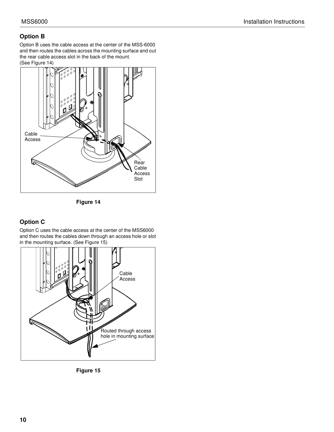 Chief Manufacturing MSS6000 installation instructions Option B, Option C 