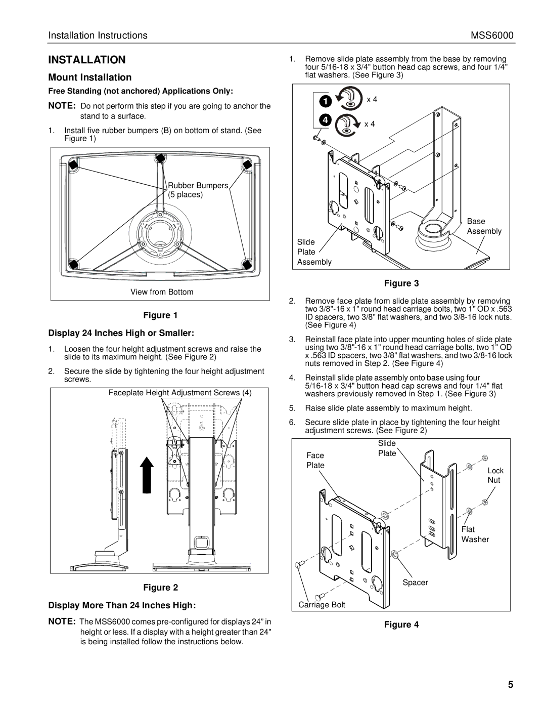 Chief Manufacturing MSS6000 installation instructions Mount Installation 