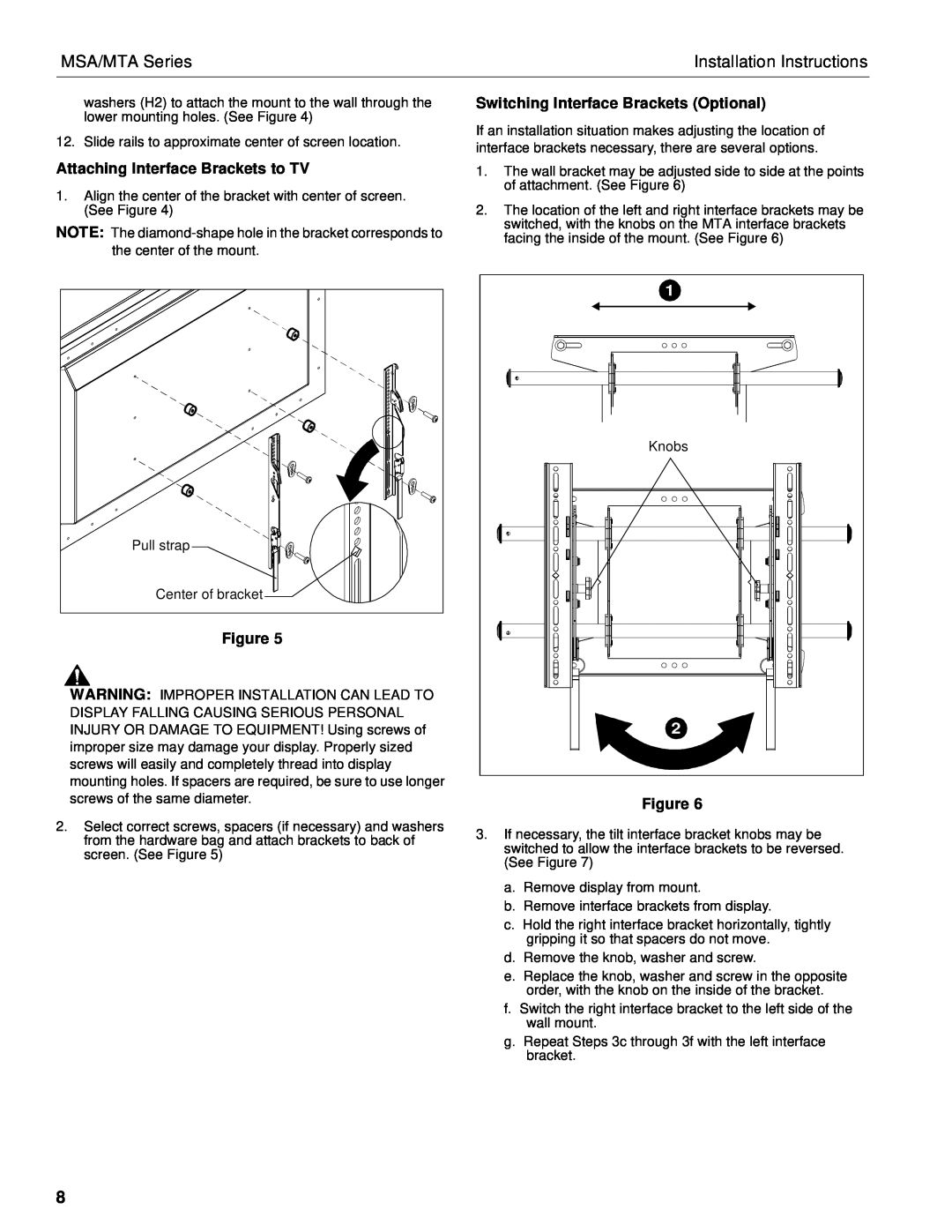 Chief Manufacturing Attaching Interface Brackets to TV, Switching Interface Brackets Optional, MSA/MTA Series 