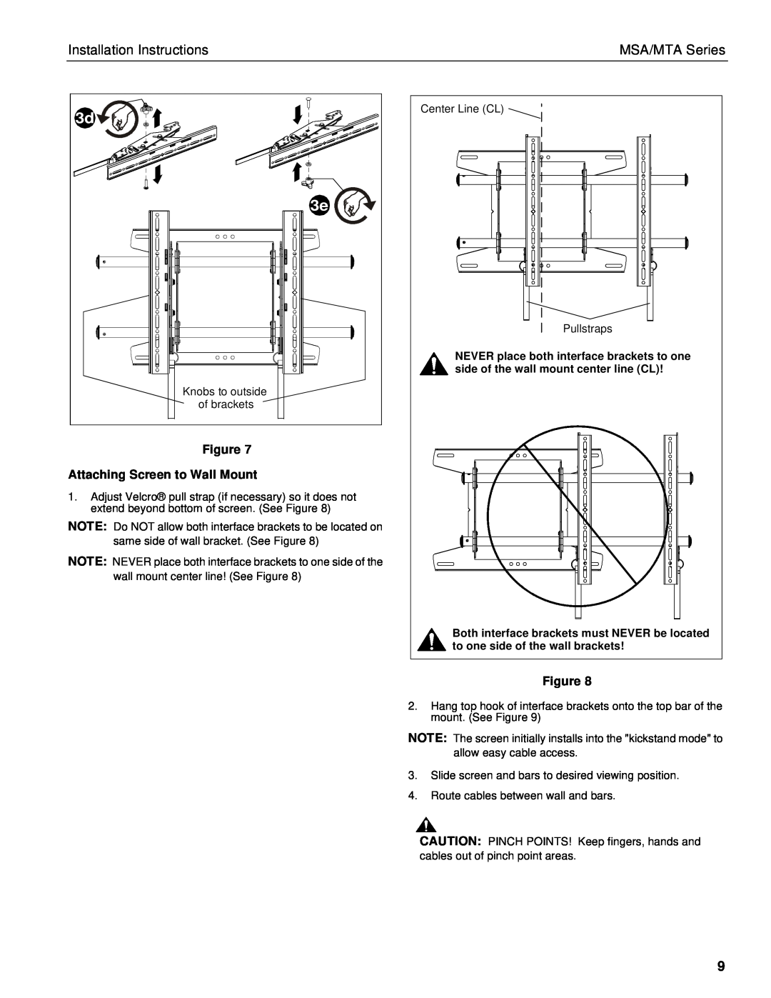 Chief Manufacturing MSA Series Figure Attaching Screen to Wall Mount, Installation Instructions, MSA/MTA Series 