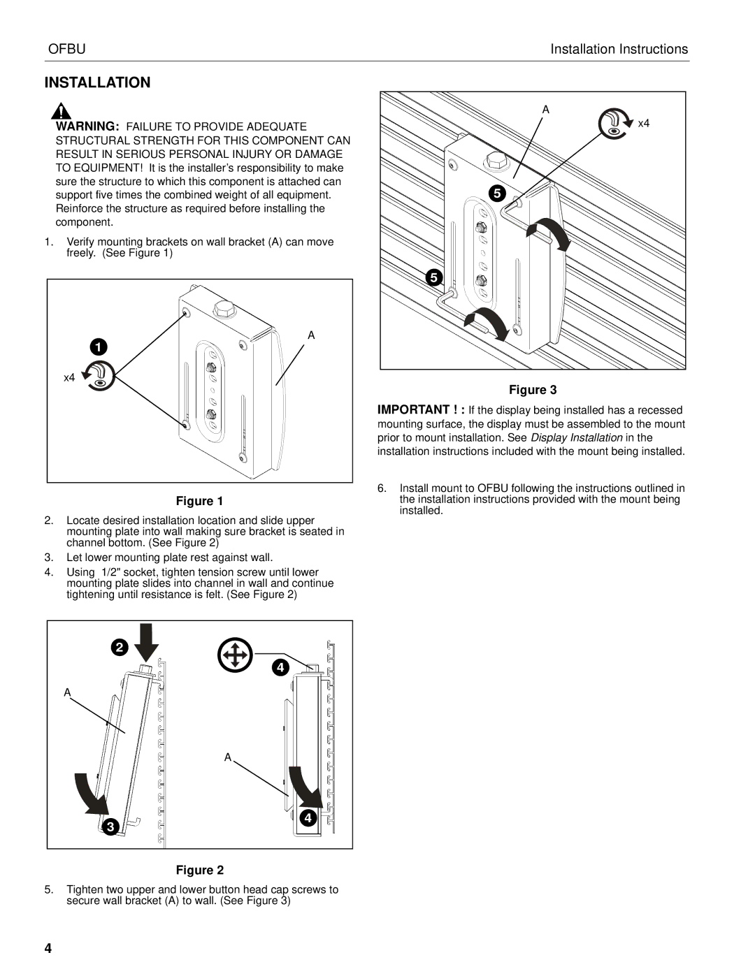 Chief Manufacturing OFBU installation instructions Installation 