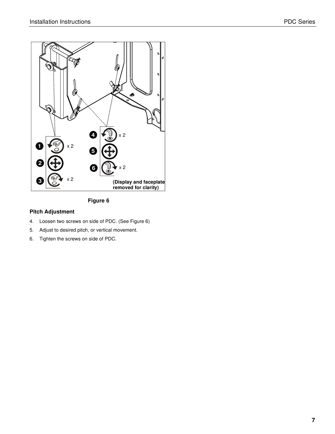 Chief Manufacturing PDC Series installation instructions Pitch Adjustment 