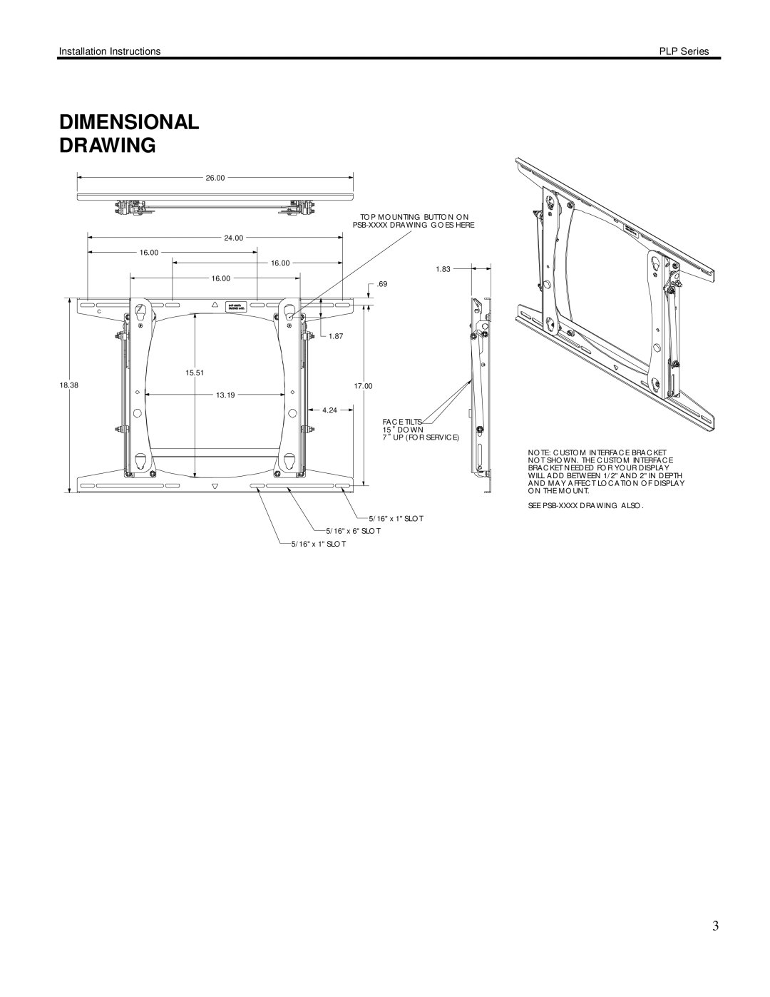 Chief Manufacturing PLP Series installation instructions Dimensional Drawing 