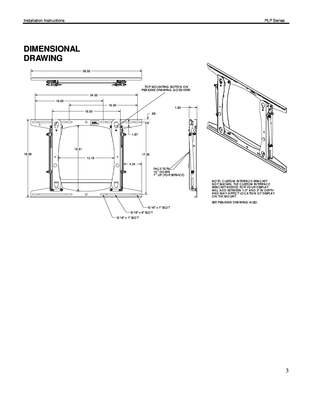 Chief Manufacturing PLP Series installation instructions Dimensional Drawing, Installation Instructions 