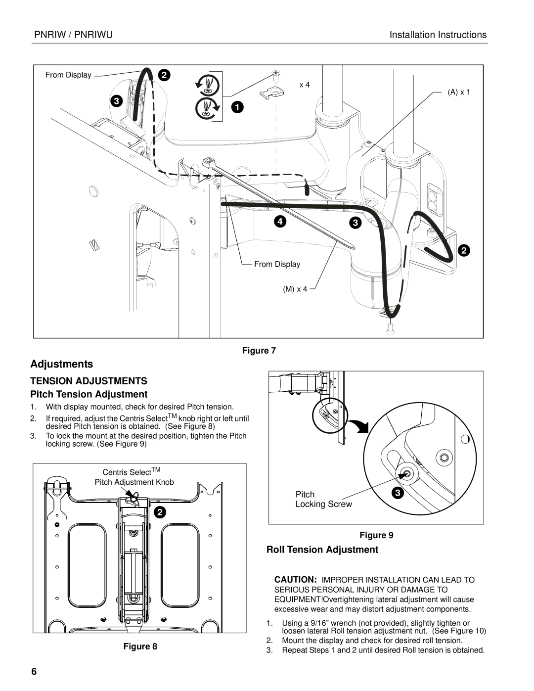 Chief Manufacturing PNRIWU Tension Adjustments, Pitch Tension Adjustment, Roll Tension Adjustment 