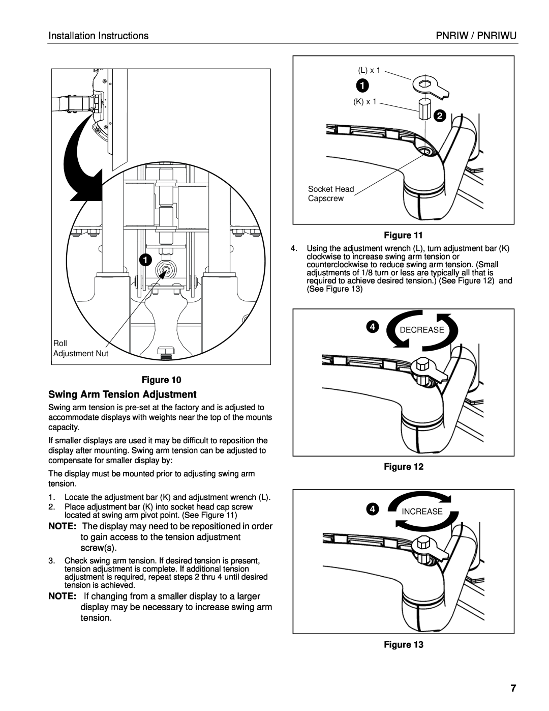 Chief Manufacturing PNRIWU Installation Instructions, Pnriw / Pnriwu, Swing Arm Tension Adjustment 