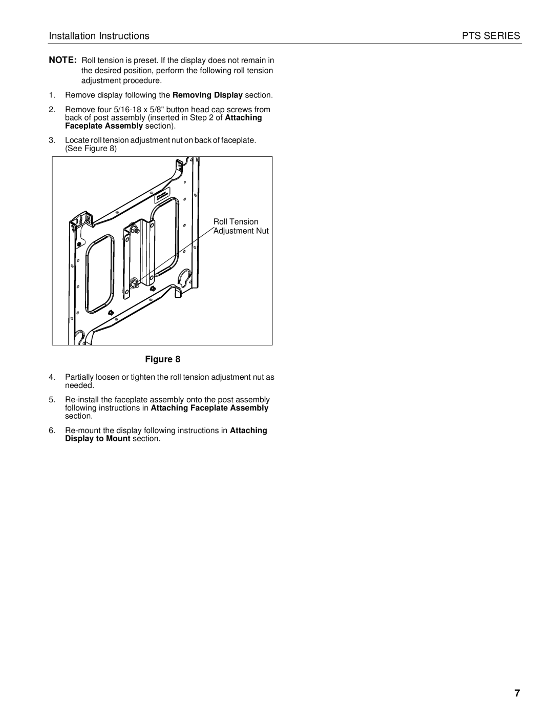 Chief Manufacturing PTS Series installation instructions Adjustment Nut 