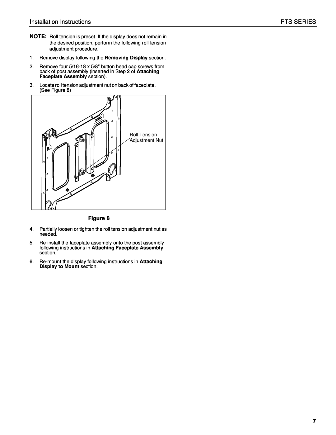 Chief Manufacturing PTS Series installation instructions Installation Instructions, Pts Series, Roll Tension 