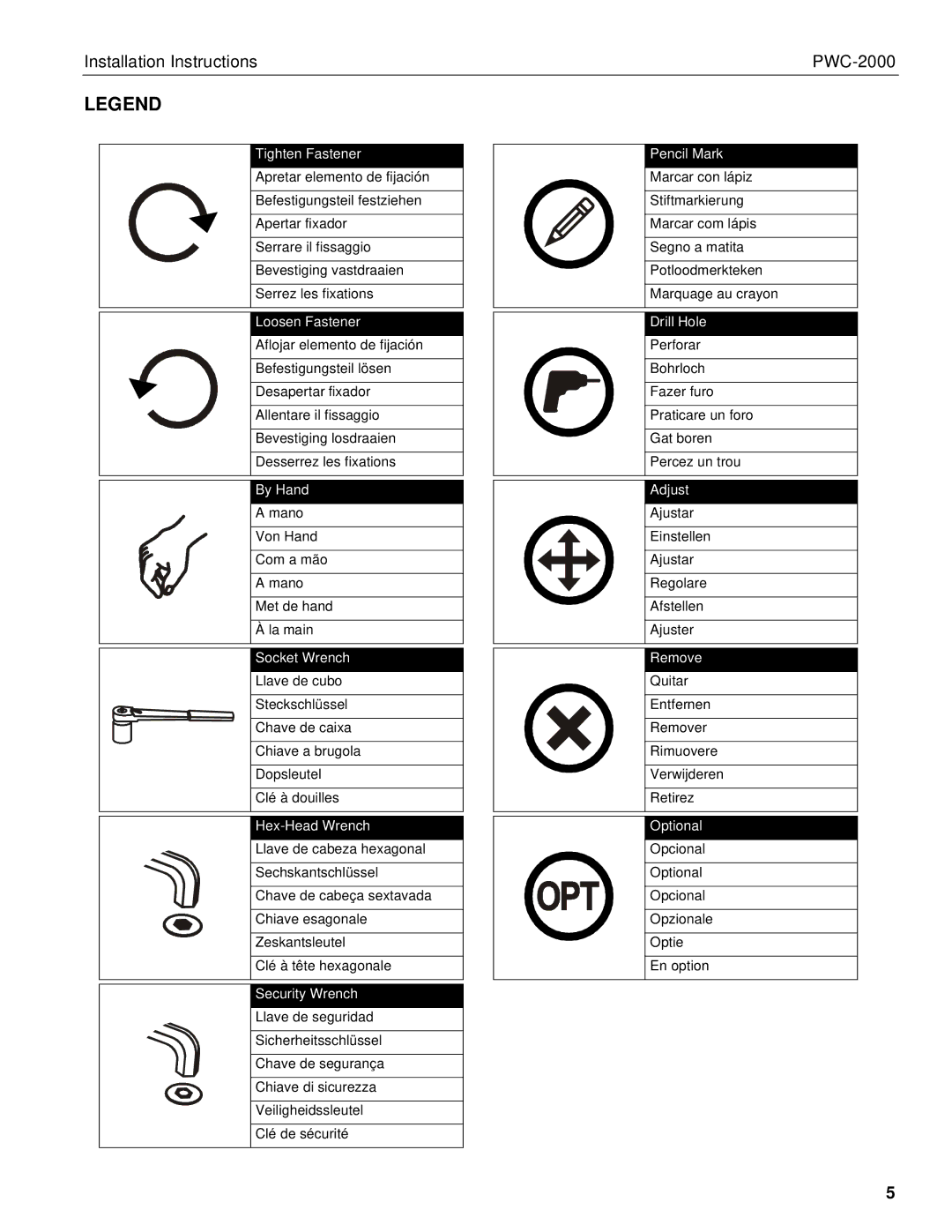 Chief Manufacturing PWC-2000 installation instructions By Hand 