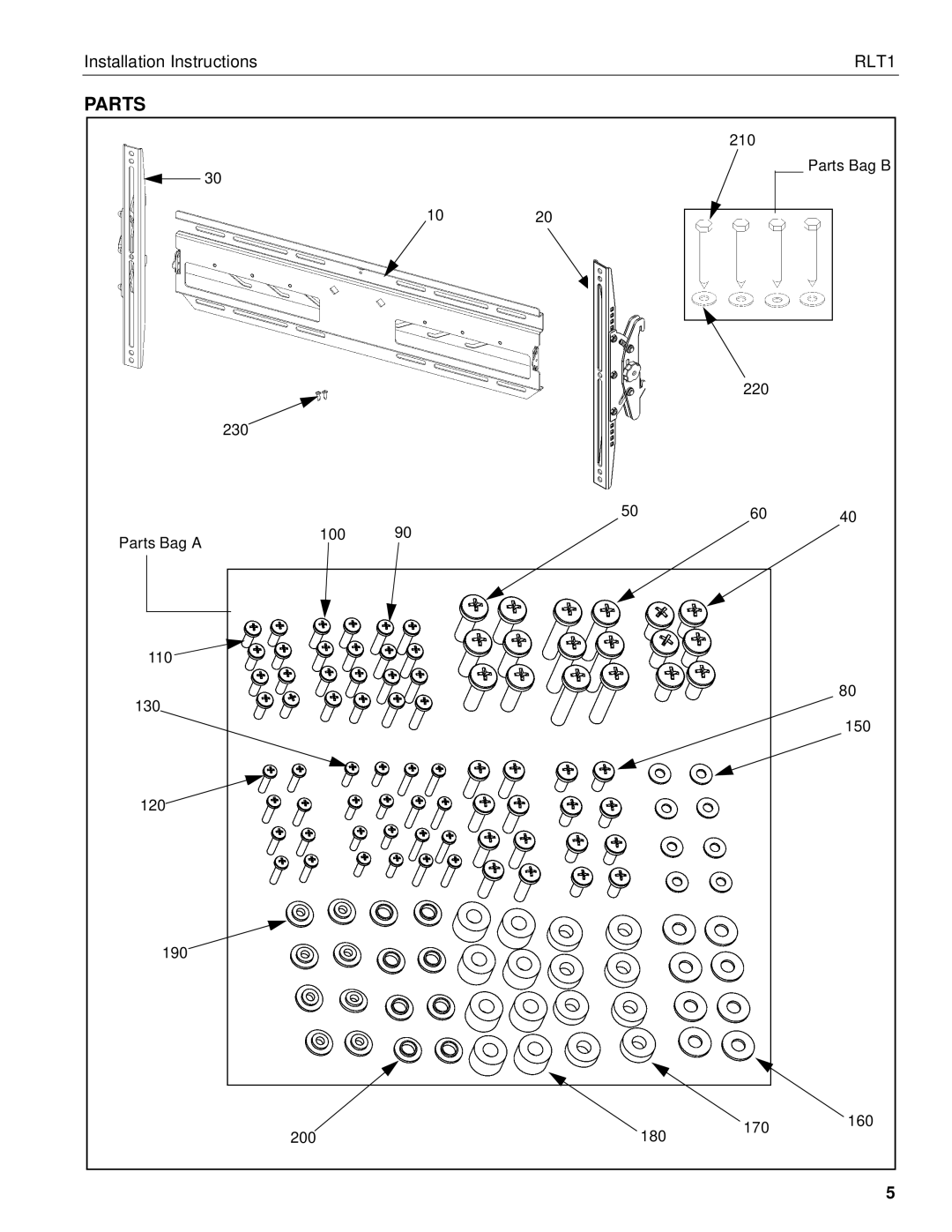 Chief Manufacturing RLT1 installation instructions Parts 