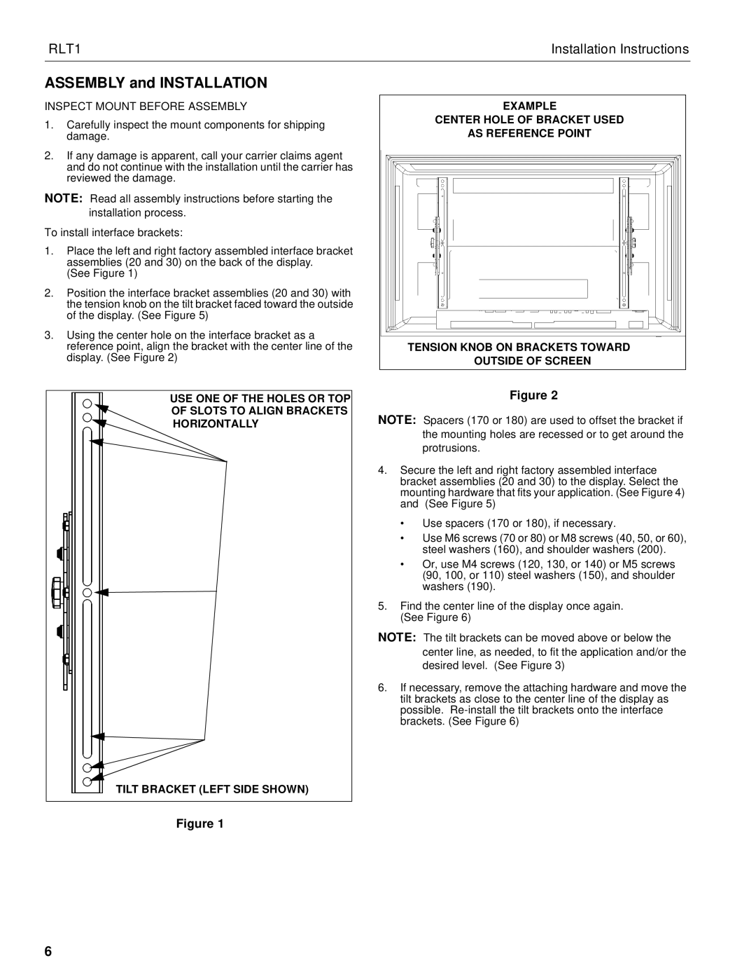 Chief Manufacturing RLT1 installation instructions Assembly and Installation 