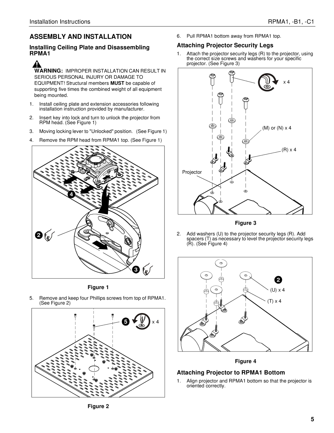 Chief Manufacturing Assembly and Installation, Installing Ceiling Plate and Disassembling RPMA1 