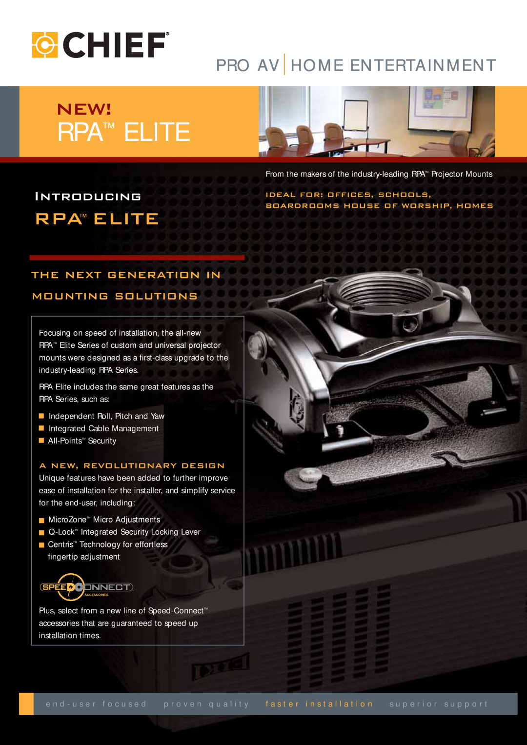 Chief Manufacturing RPMA manual Ideal For Offices, Schools Boardrooms House Of Worship, Homes, Rpa Elite, Introducing 