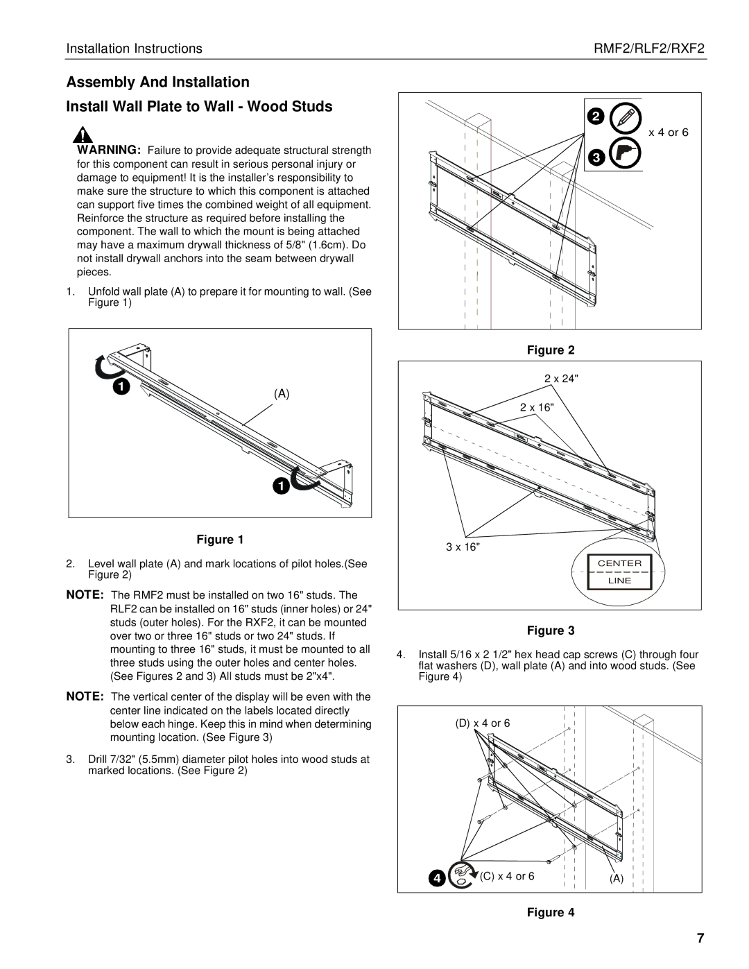 Chief Manufacturing RMF2, RXF2, RLF2 installation instructions For this component can result in serious personal injury or 