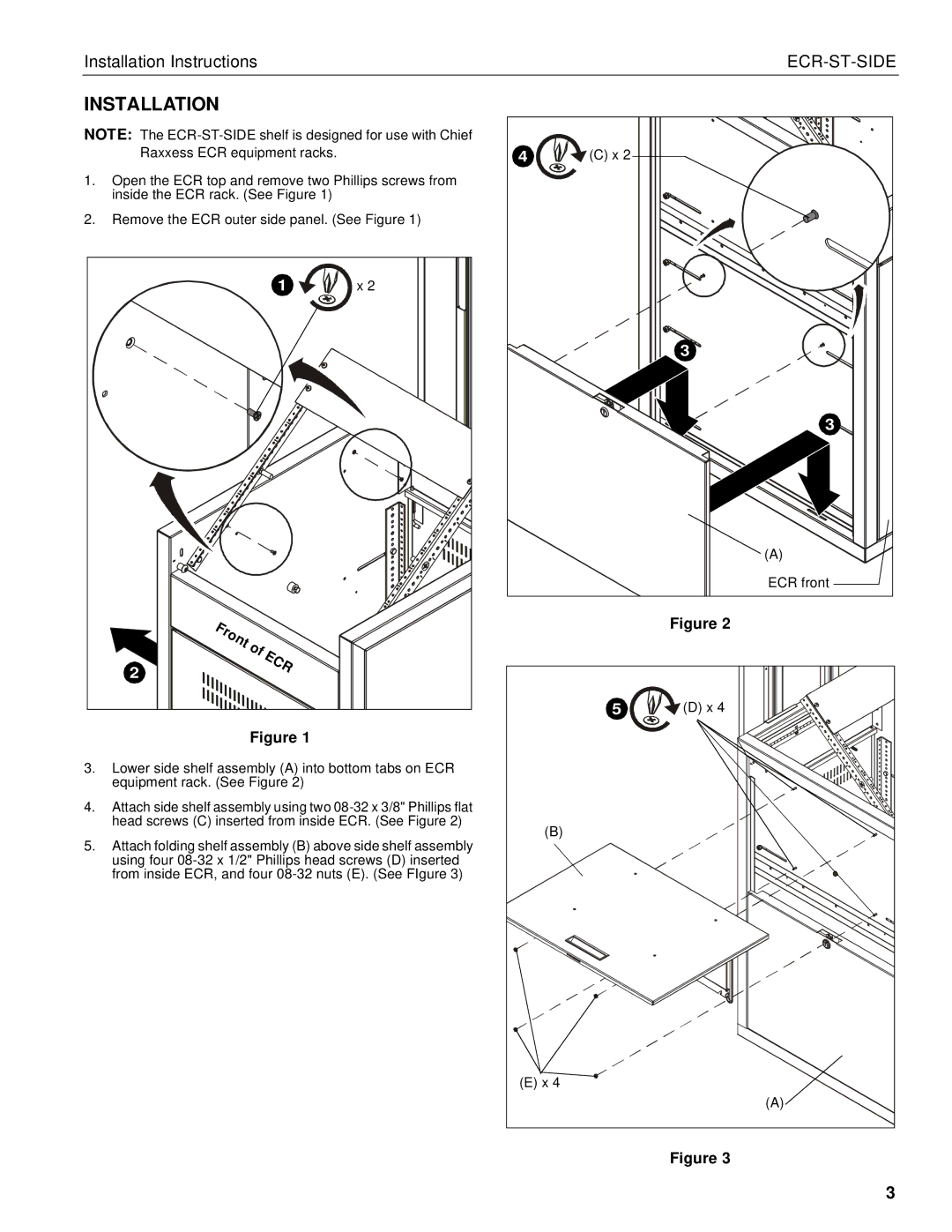 Chief Manufacturing side shelf for the steel elite converta rack installation instructions Installation 